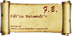 Föcs Balambér névjegykártya